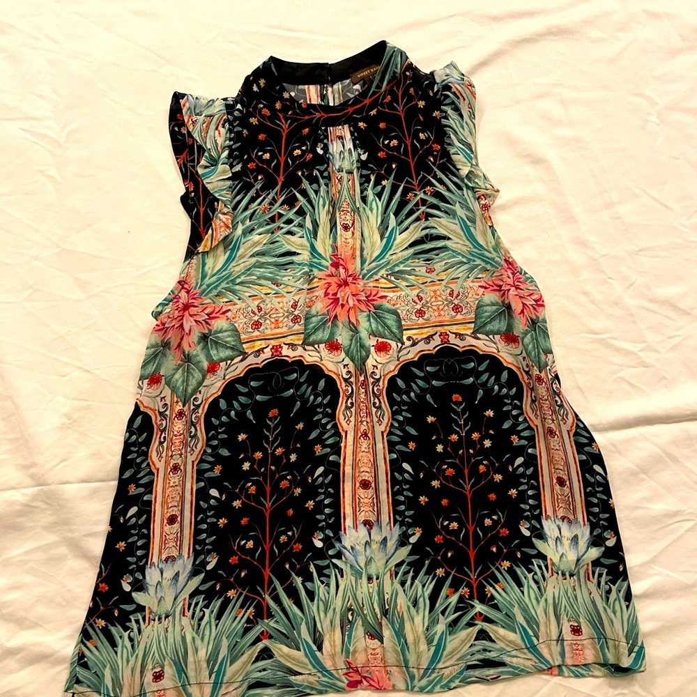Sleeveless Black and Floral Vineet Bahl Shirt
